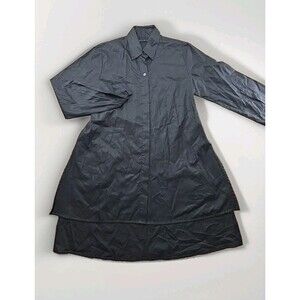 Matthildur Black Tunic Shirt Dress Women's P (0) Pima Cotton Long Sleeve